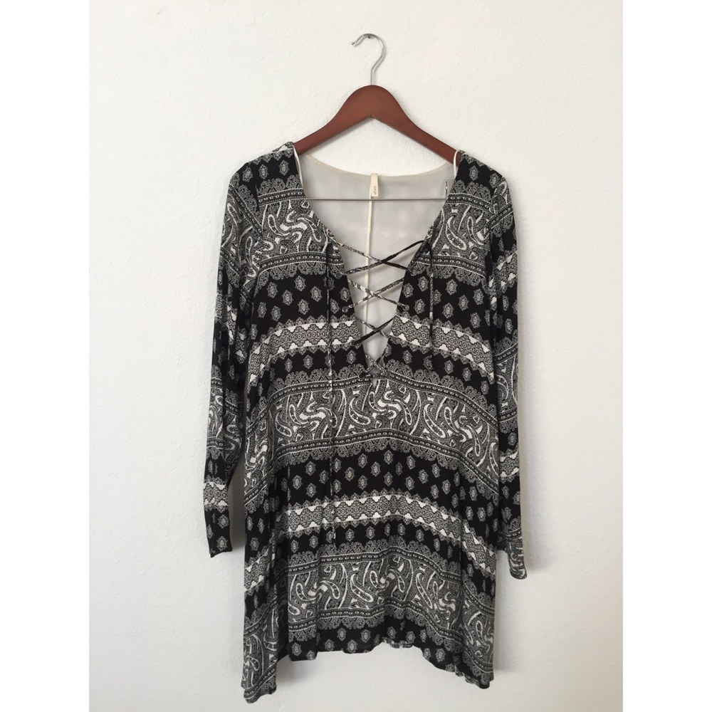 Boho Paisley Tie Up Dress